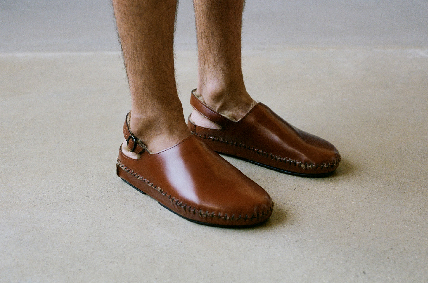 CARGOL SHEARLING - Men's Whipstitched Slingback Clog