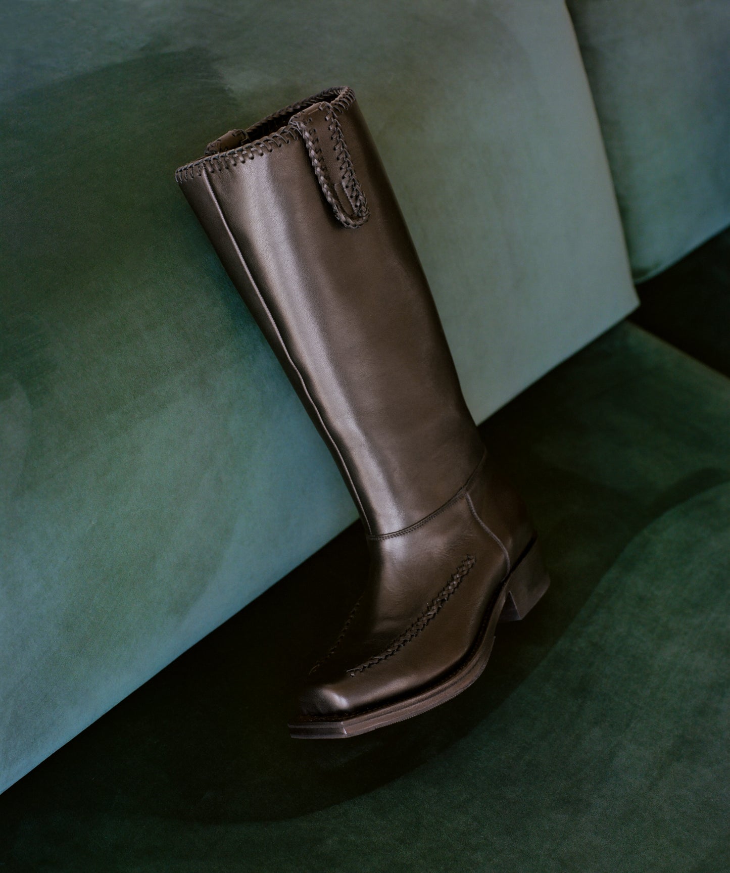 GALILEA - Square-Toe Braided Detail Boot