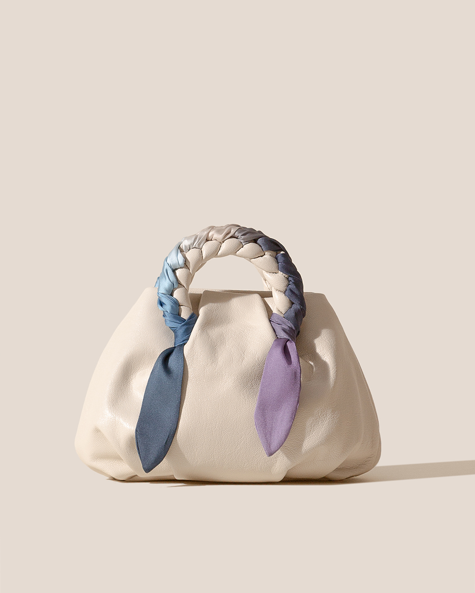 BOMBON M FOULARD - Medium Plaited-handle Leather Handbag – Hereu