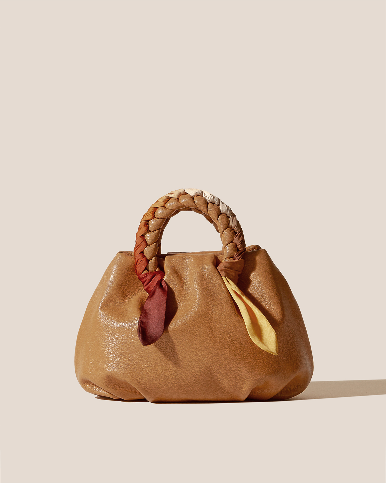 BOMBON M FOULARD - Medium Plaited-handle Leather Handbag – Hereu