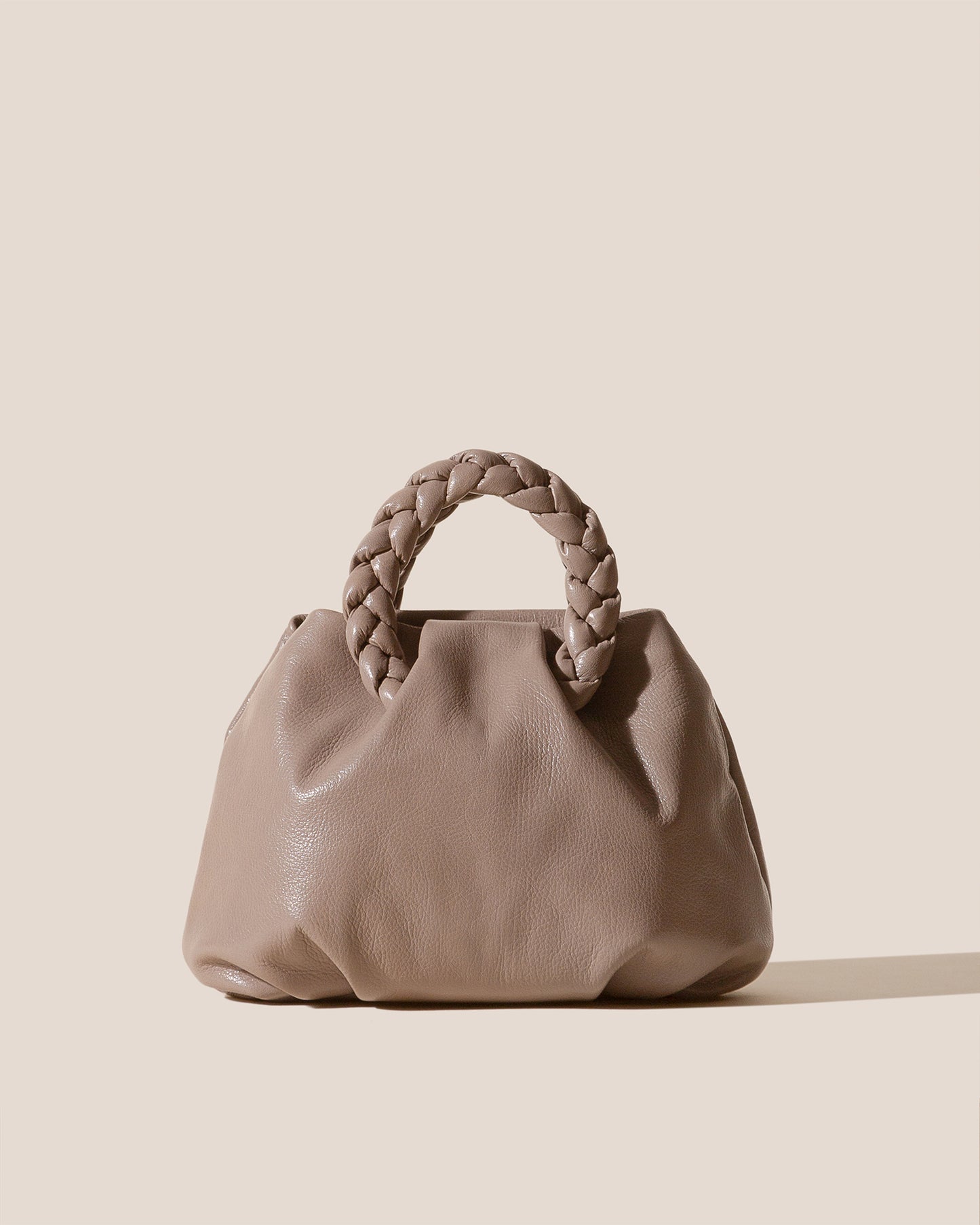 BOMBON M SUPPLE SHINY - Medium Plaited-handle Leather Handbag