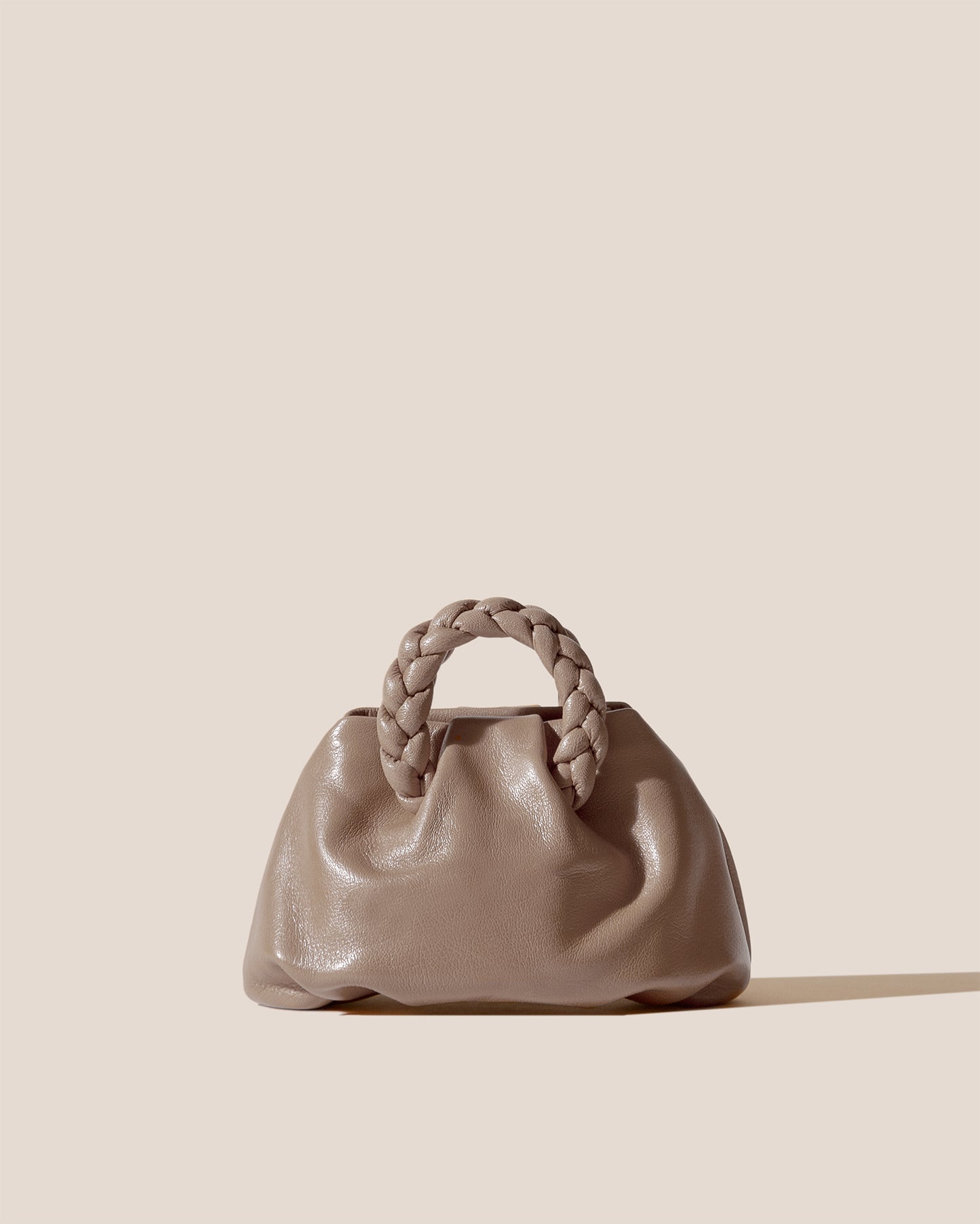 BOMBON SUPPLE SHINY - Plaited-handle Leather Handbag