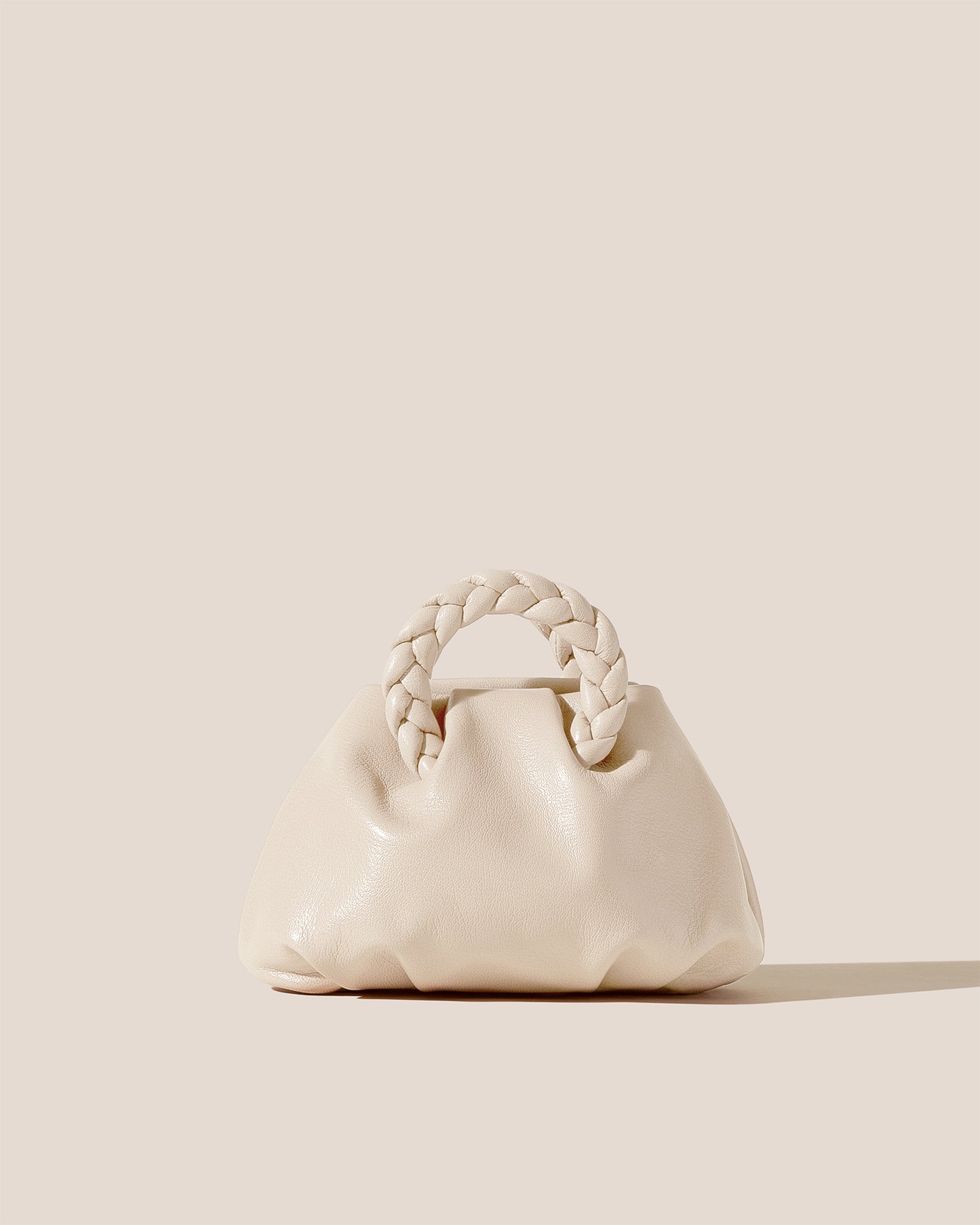 BOMBON SUPPLE SHINY - Plaited-handle Leather Handbag