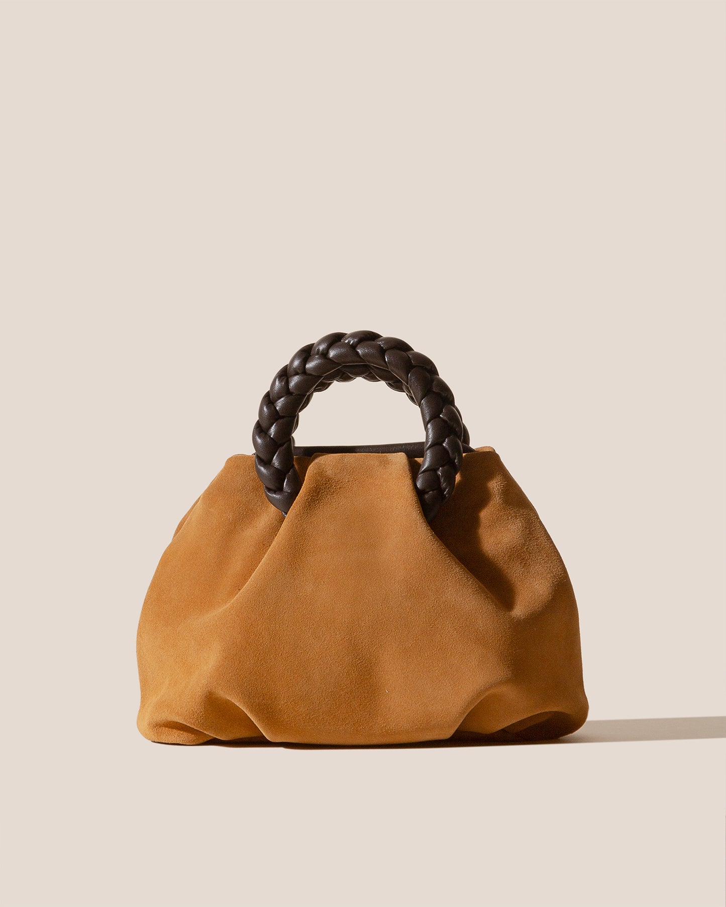 BOMBON M SUEDE - Medium Plaited-handle Leather Handbag