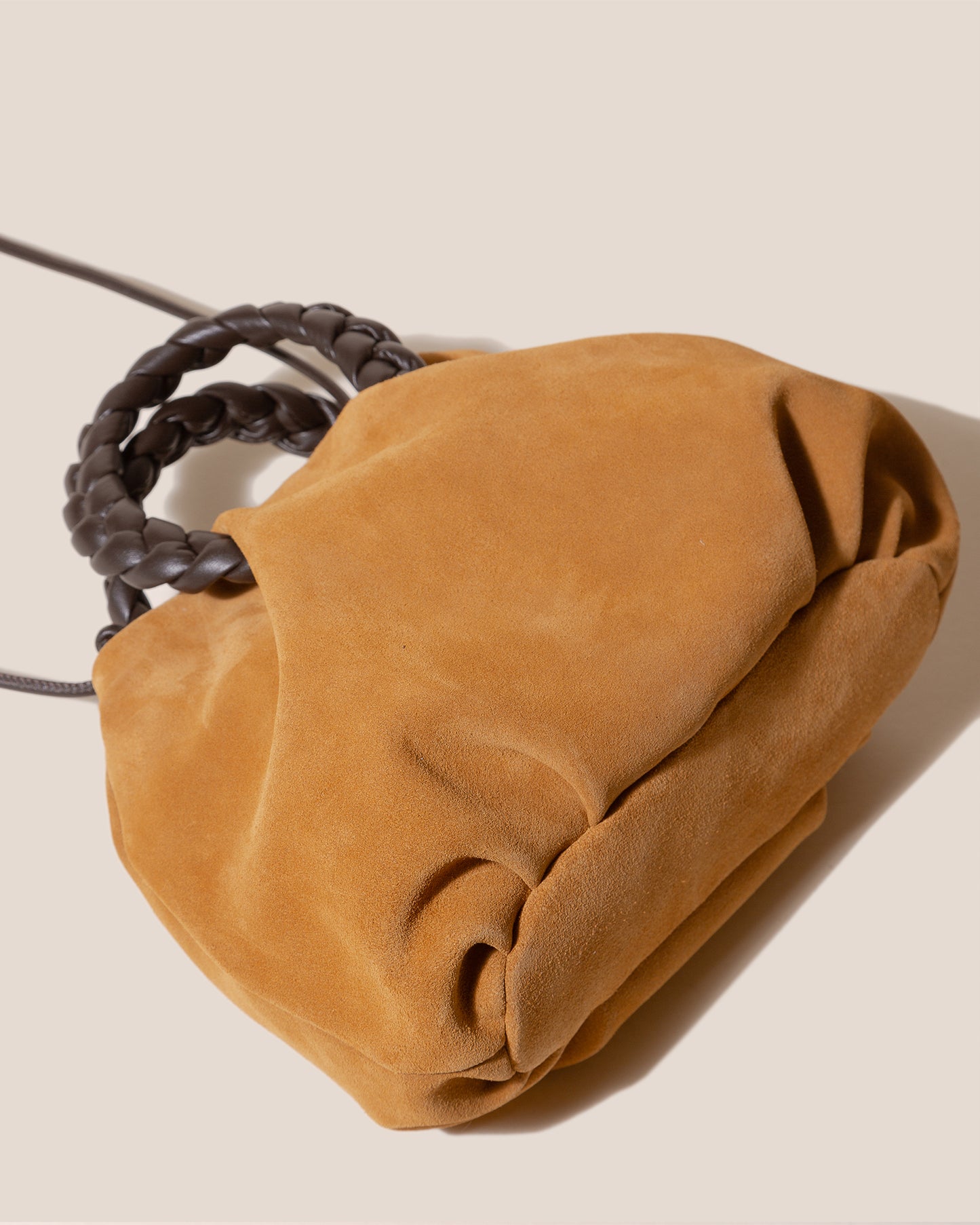 BOMBON M SUEDE - Medium Plaited-handle Leather Handbag
