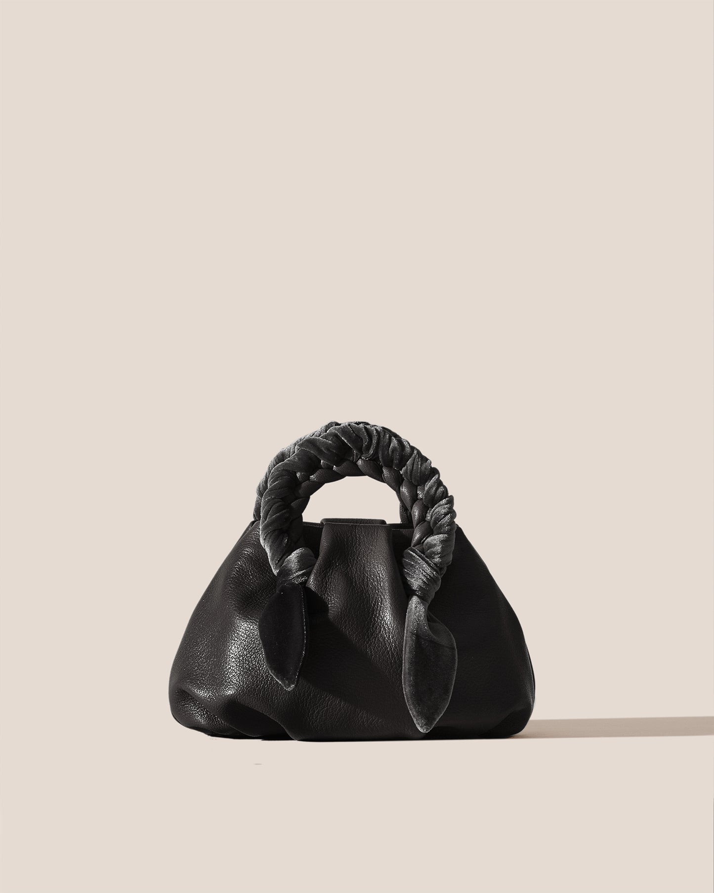 BOMBON VELVET FOULARD - Plaited-handle Leather Handbag