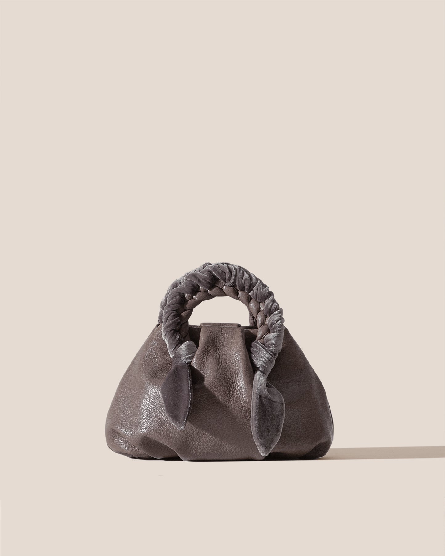 BOMBON VELVET FOULARD - Plaited-handle Leather Handbag
