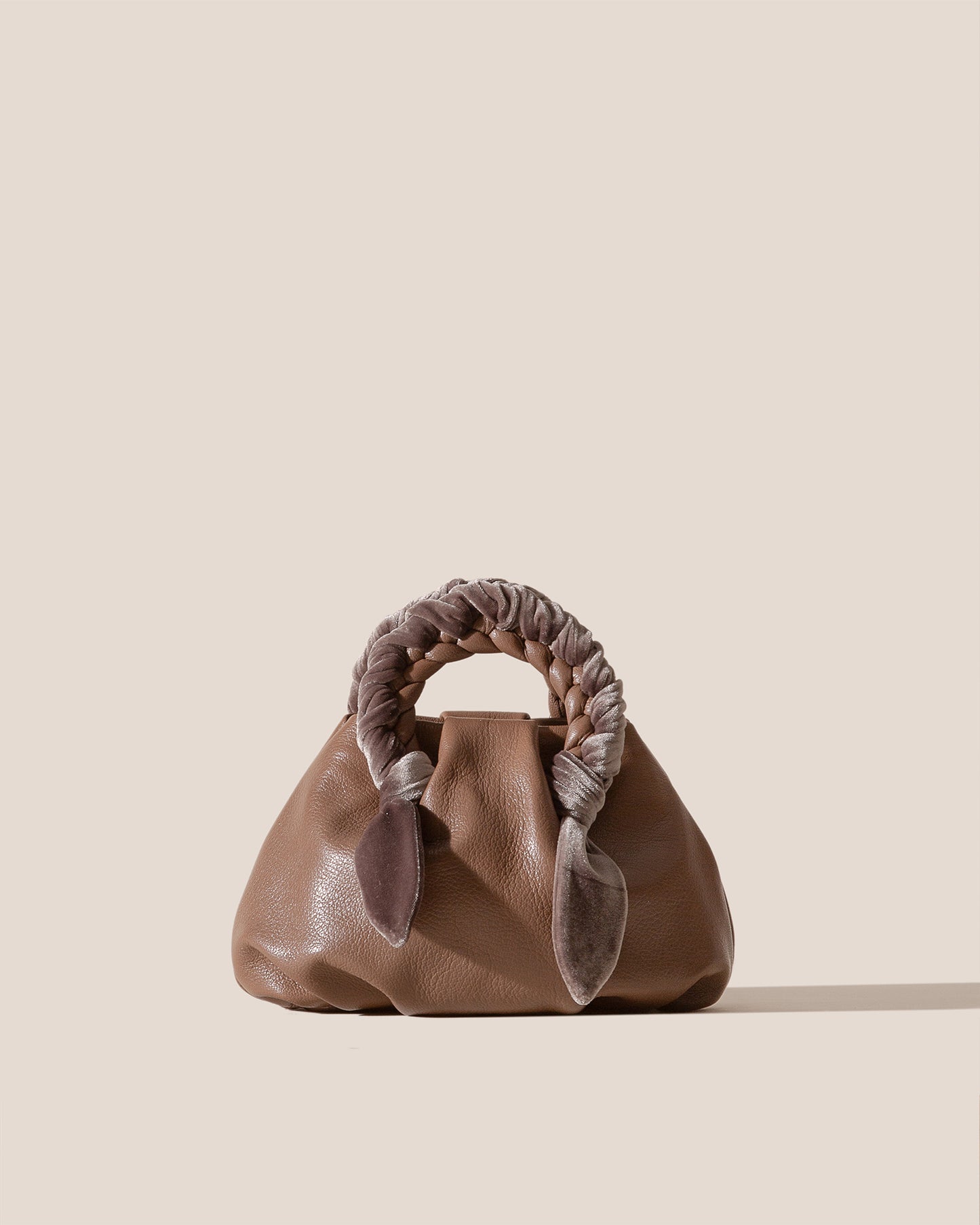 BOMBON VELVET FOULARD - Plaited-handle Leather Handbag
