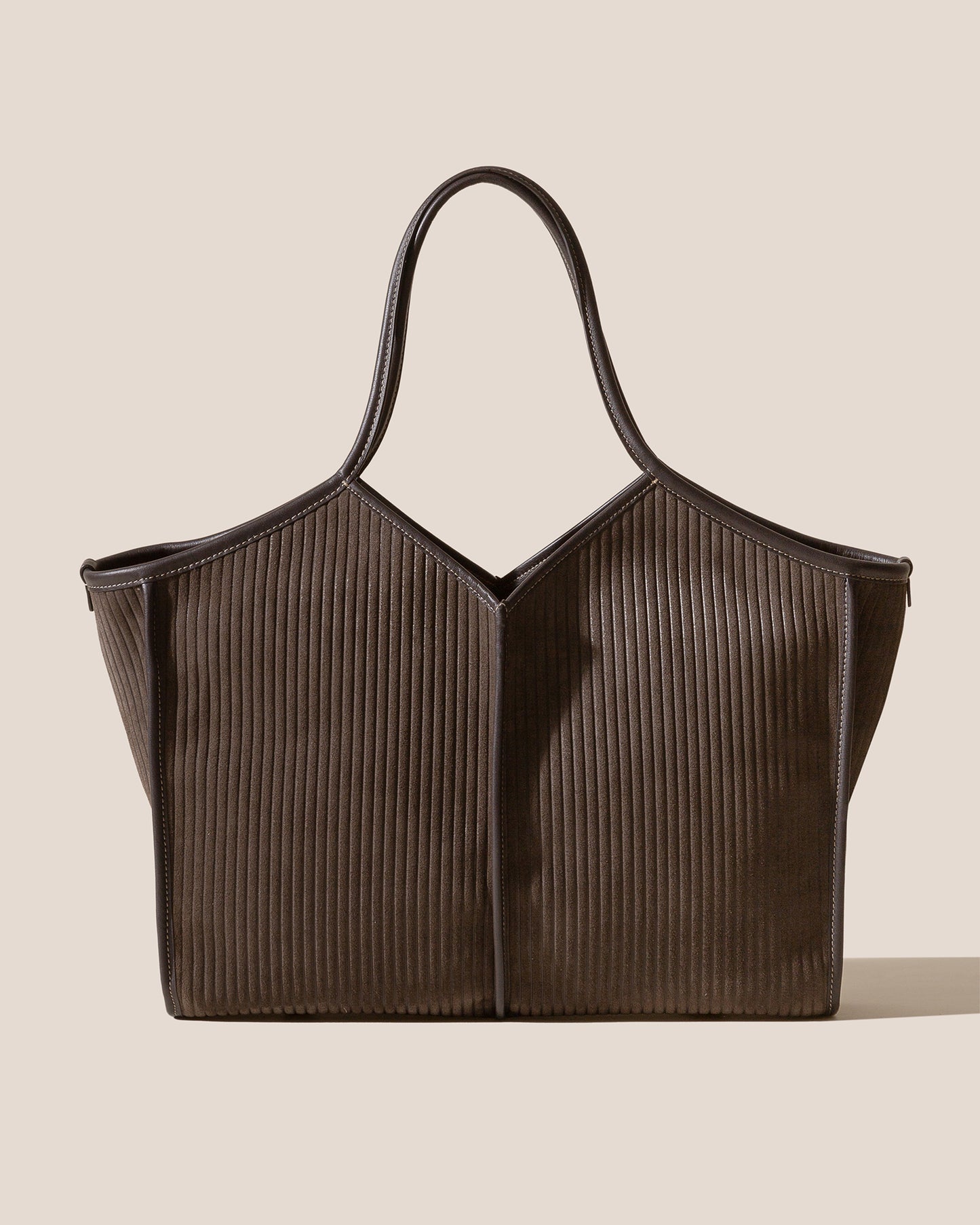 CALELLA SQUARED MEDIUM CORDUROY SUEDE - Leather-trimmed Tote Bag