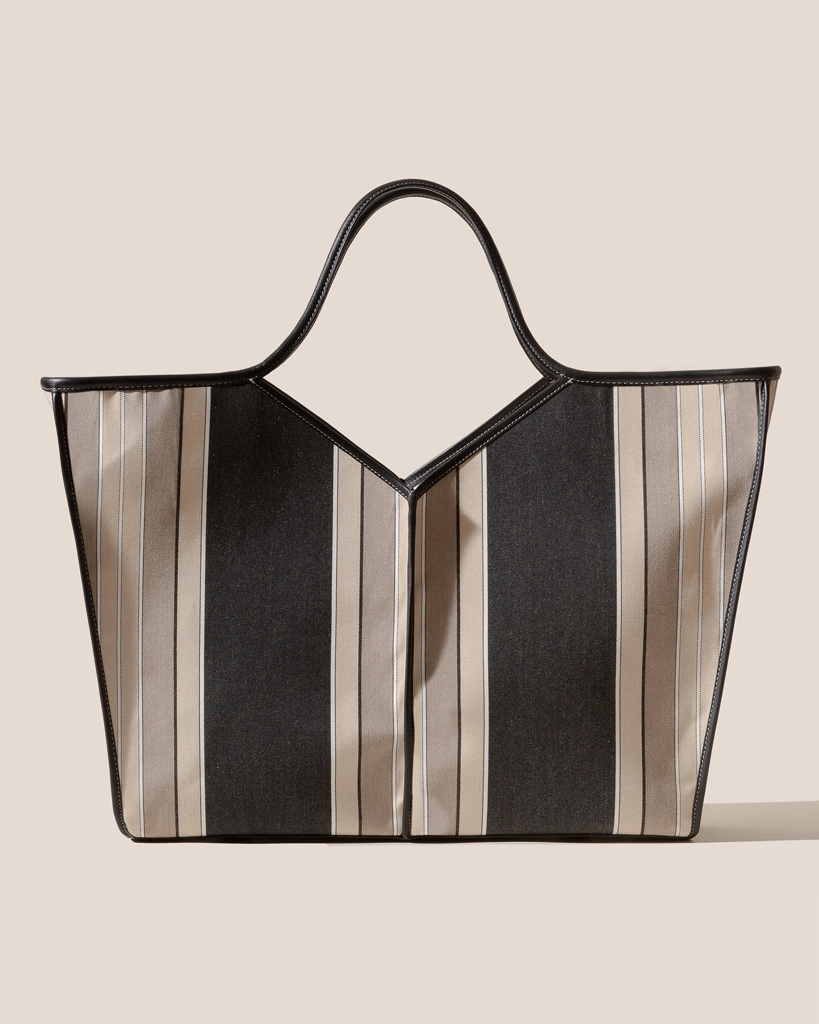 CALELLA SQUARED STRIPES - Leather-trimmed Tote Bag – Hereu