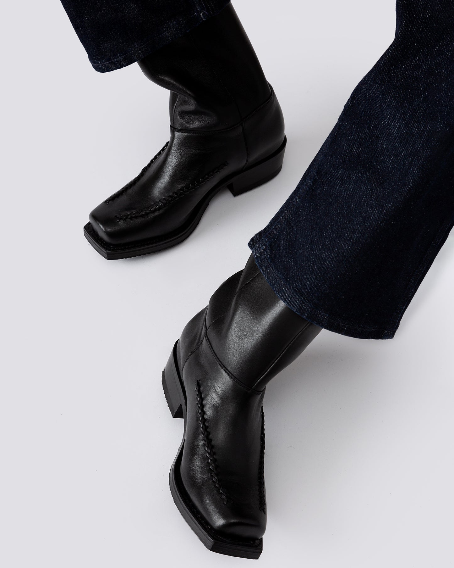GALILEA - Square-Toe Braided Detail Boot