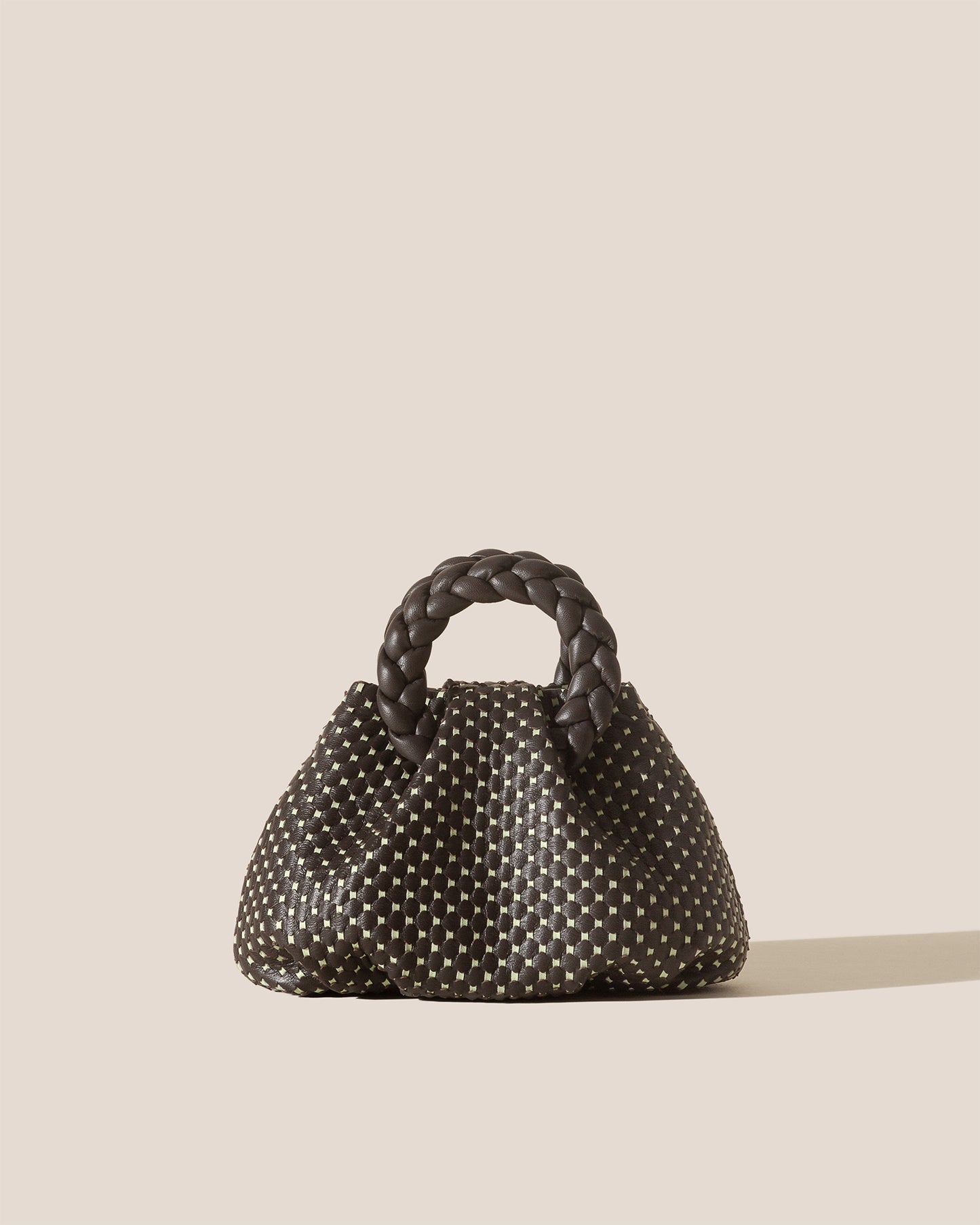 BOMBON WOVEN - Small Plaited-handle Leather Crossbody Bag