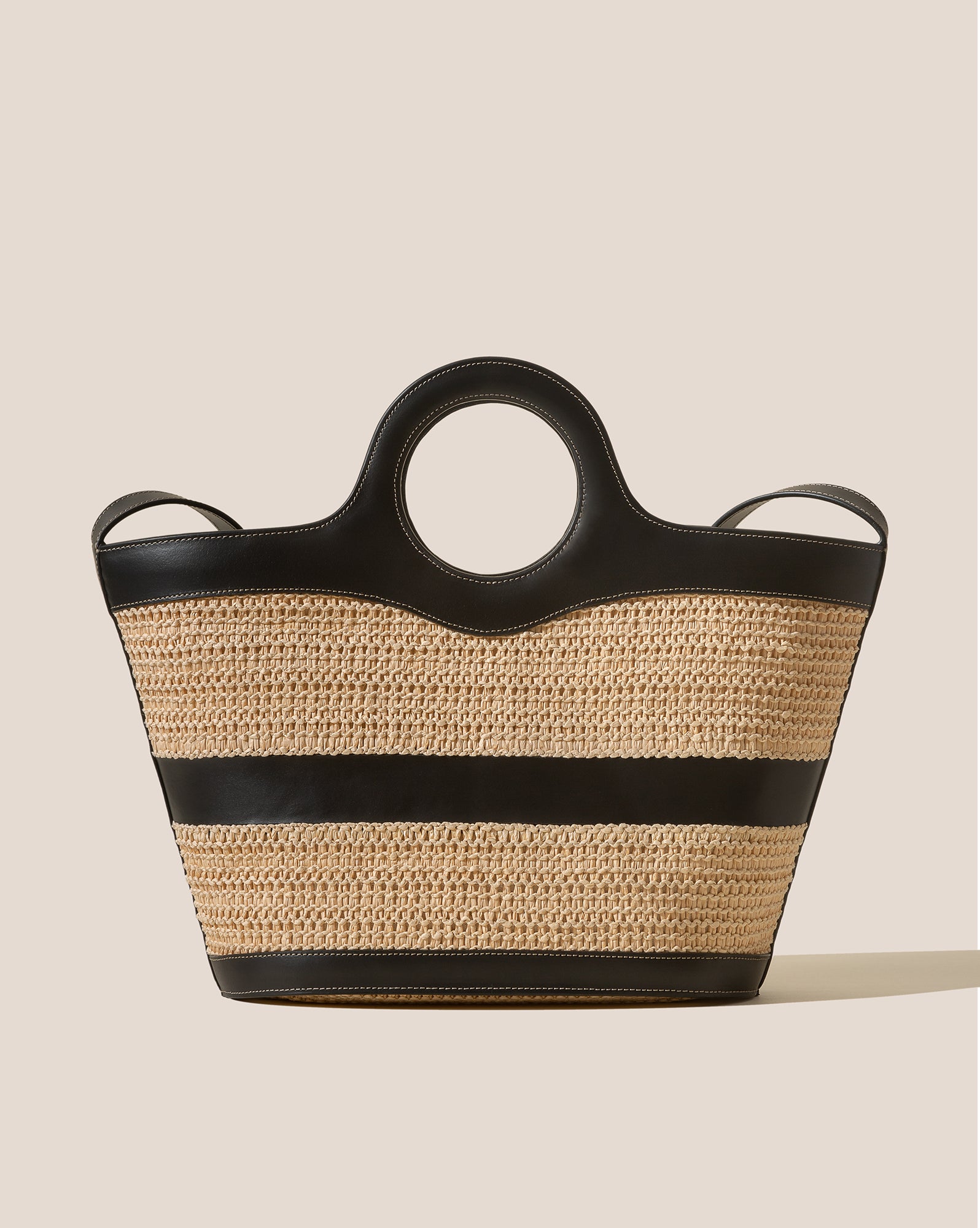 トートバッグ Hereu Nasta Bag NASTA - Leather Framed Raffia Tote Bag – Hereu Studio