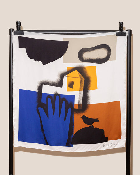 "Los Fugaces Párpados" Handkerchief - Limited Edition Silk Handkerchief of Artwork by Jorge Gay