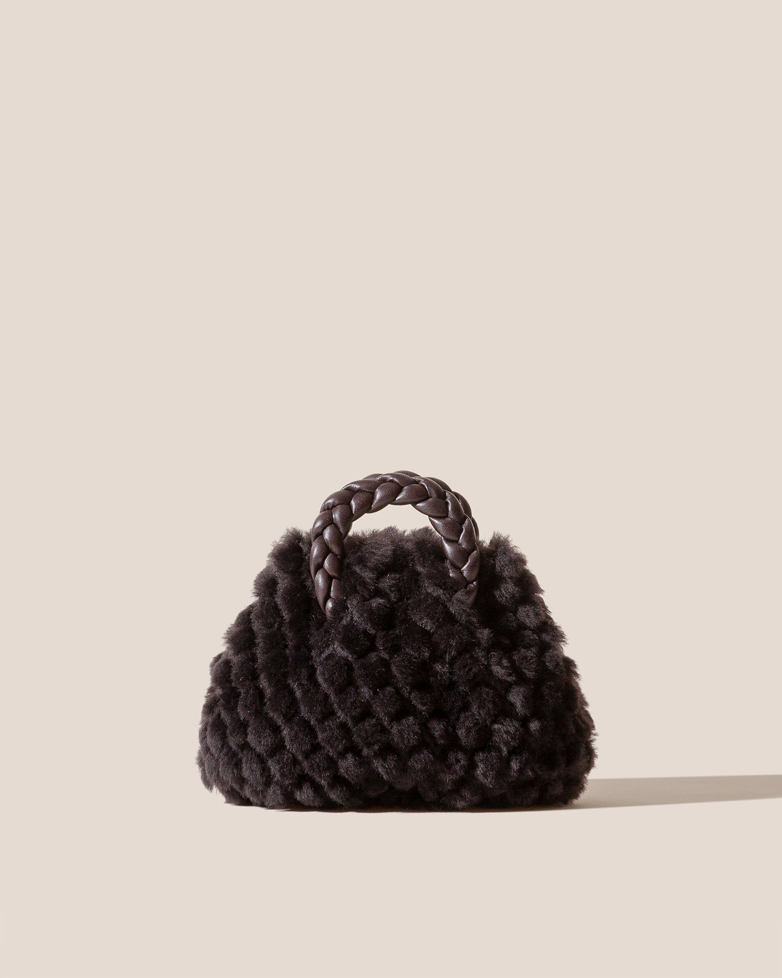 BOMBON QUILTED SHEARLING - Plaited-handle Shearling Handbag
