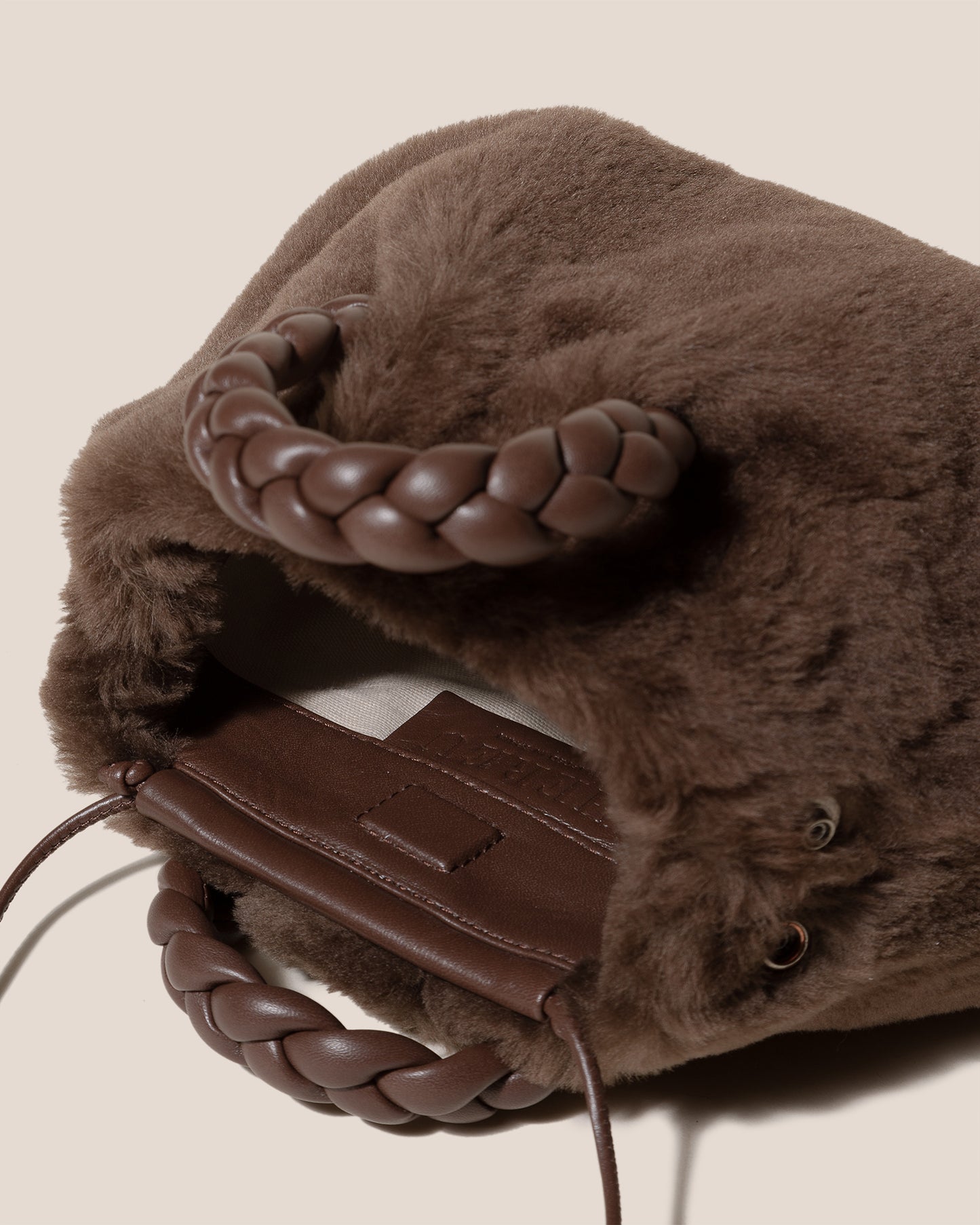 BOMBON SHEARLING - Plaited-handle Leather Handbag