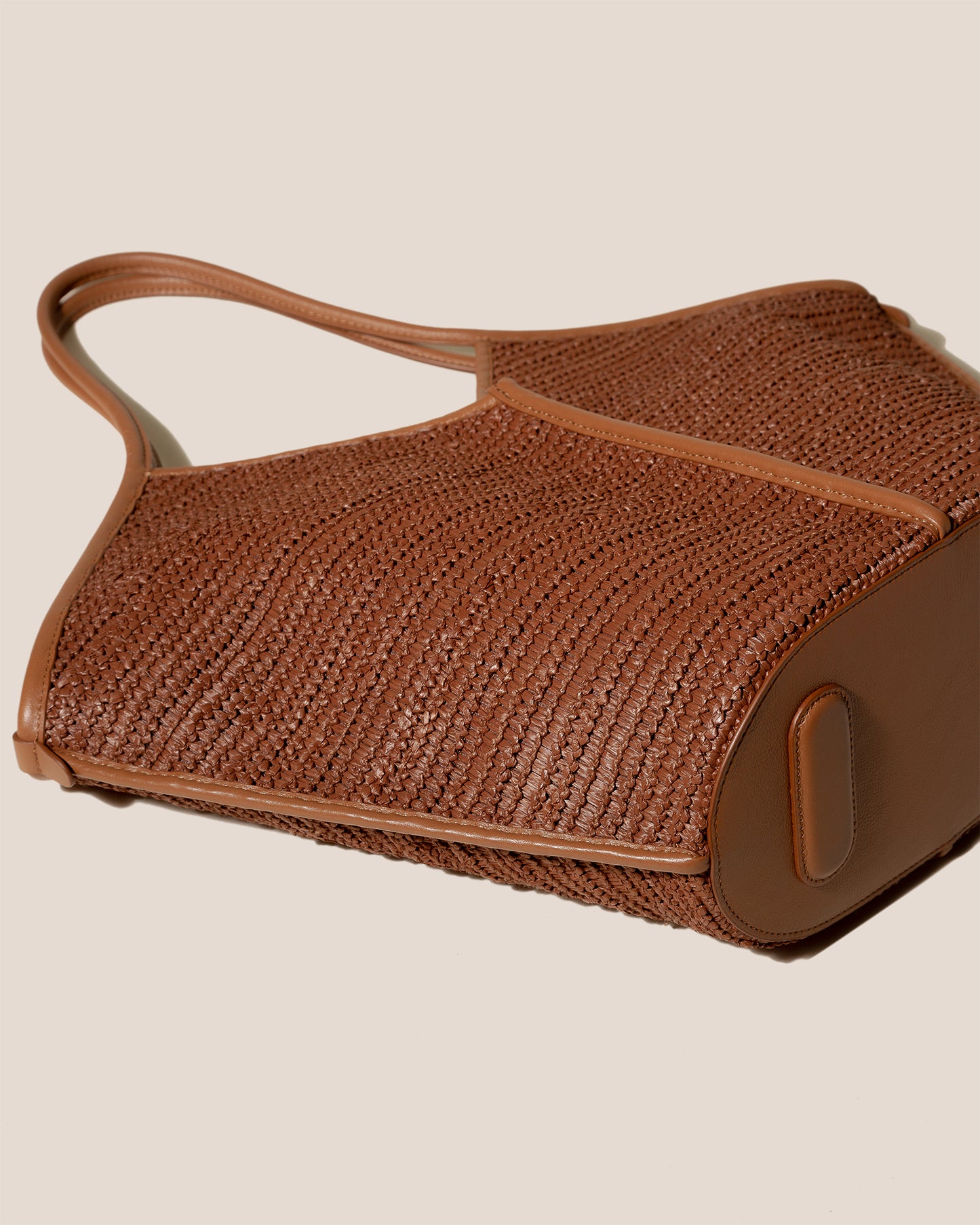 CALELLA RAFFIA - Leather-trimmed Tote Bag