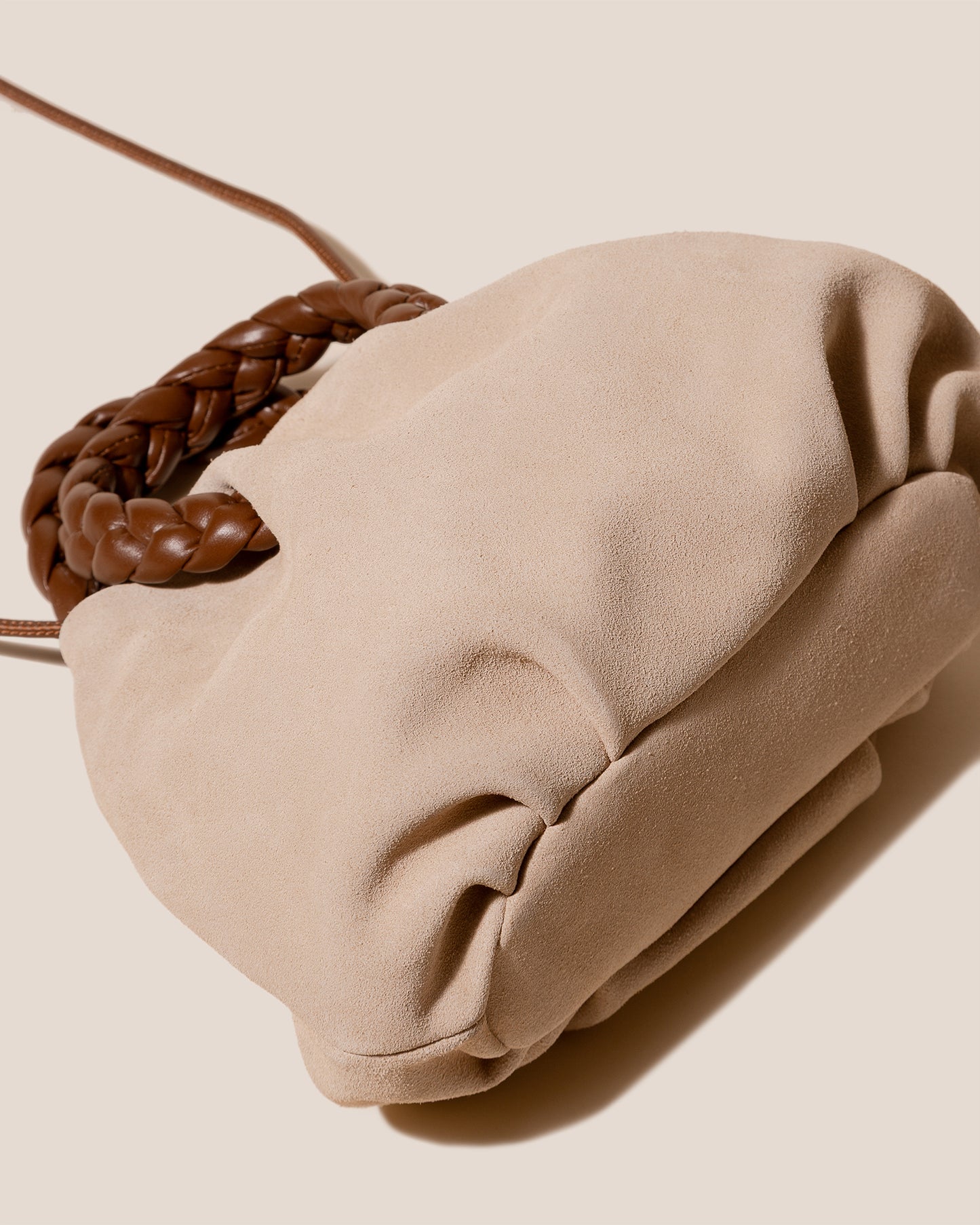 BOMBON M SUEDE - Medium Plaited-handle Leather Handbag