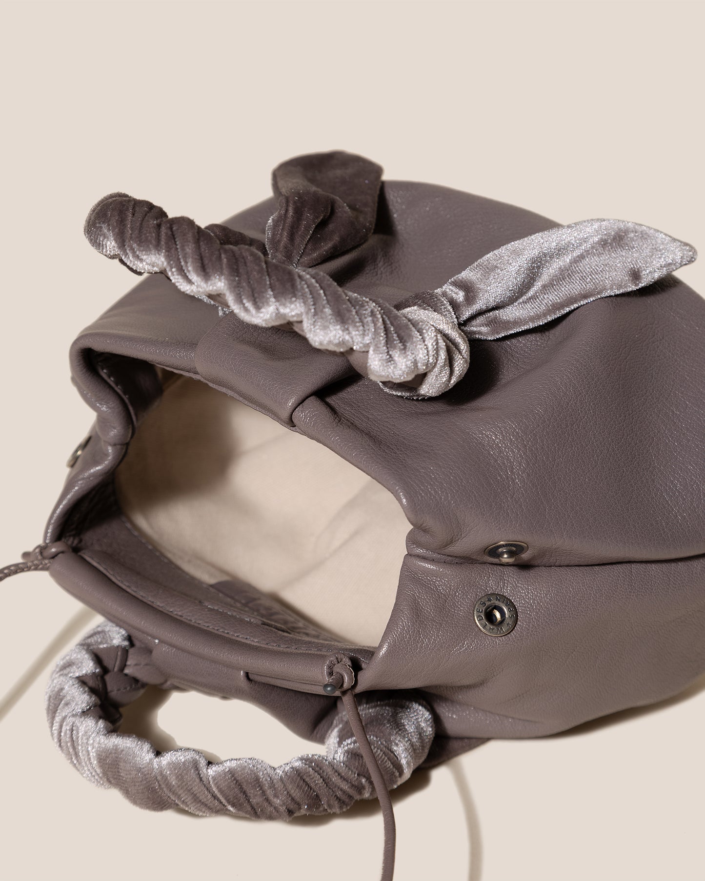 BOMBON VELVET FOULARD - Plaited-handle Leather Handbag