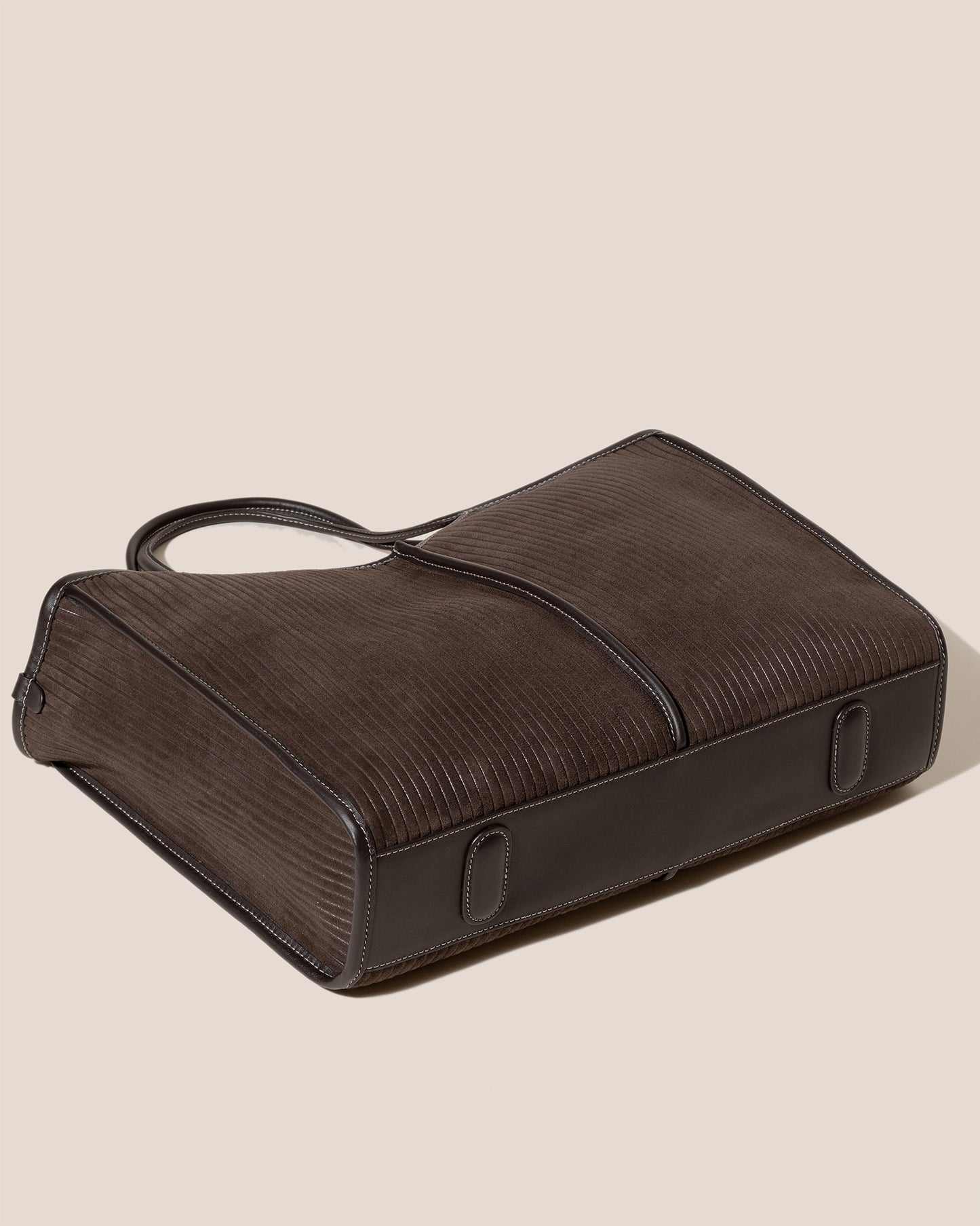 CALELLA SQUARED MEDIUM CORDUROY SUEDE - Leather-trimmed Tote Bag