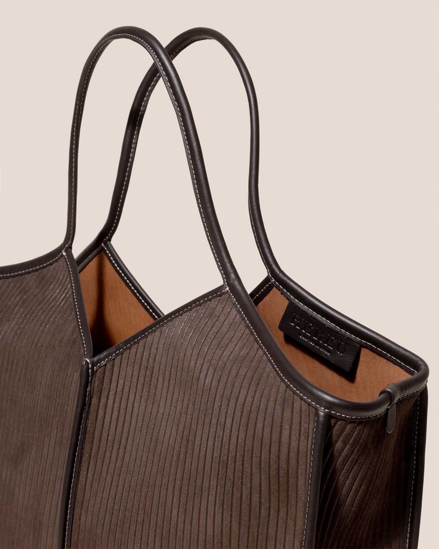 CALELLA SQUARED MEDIUM CORDUROY SUEDE - Leather-trimmed Tote Bag