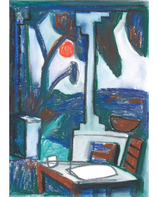 "Porche azul con la luna llena" - Javier Mariscal Artwork