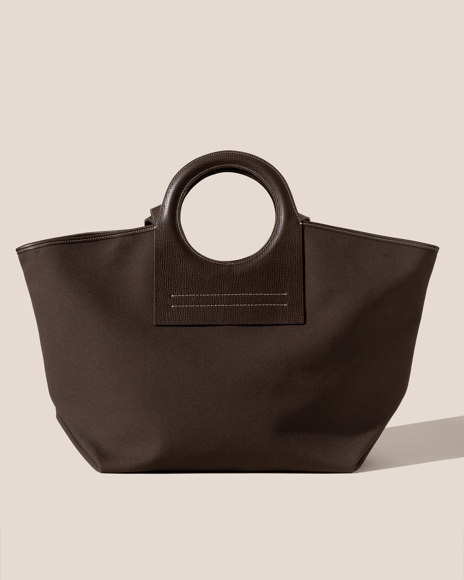 Hereu - Beige and Brown Chestnut Leather and Canvas Cala Tote Bag