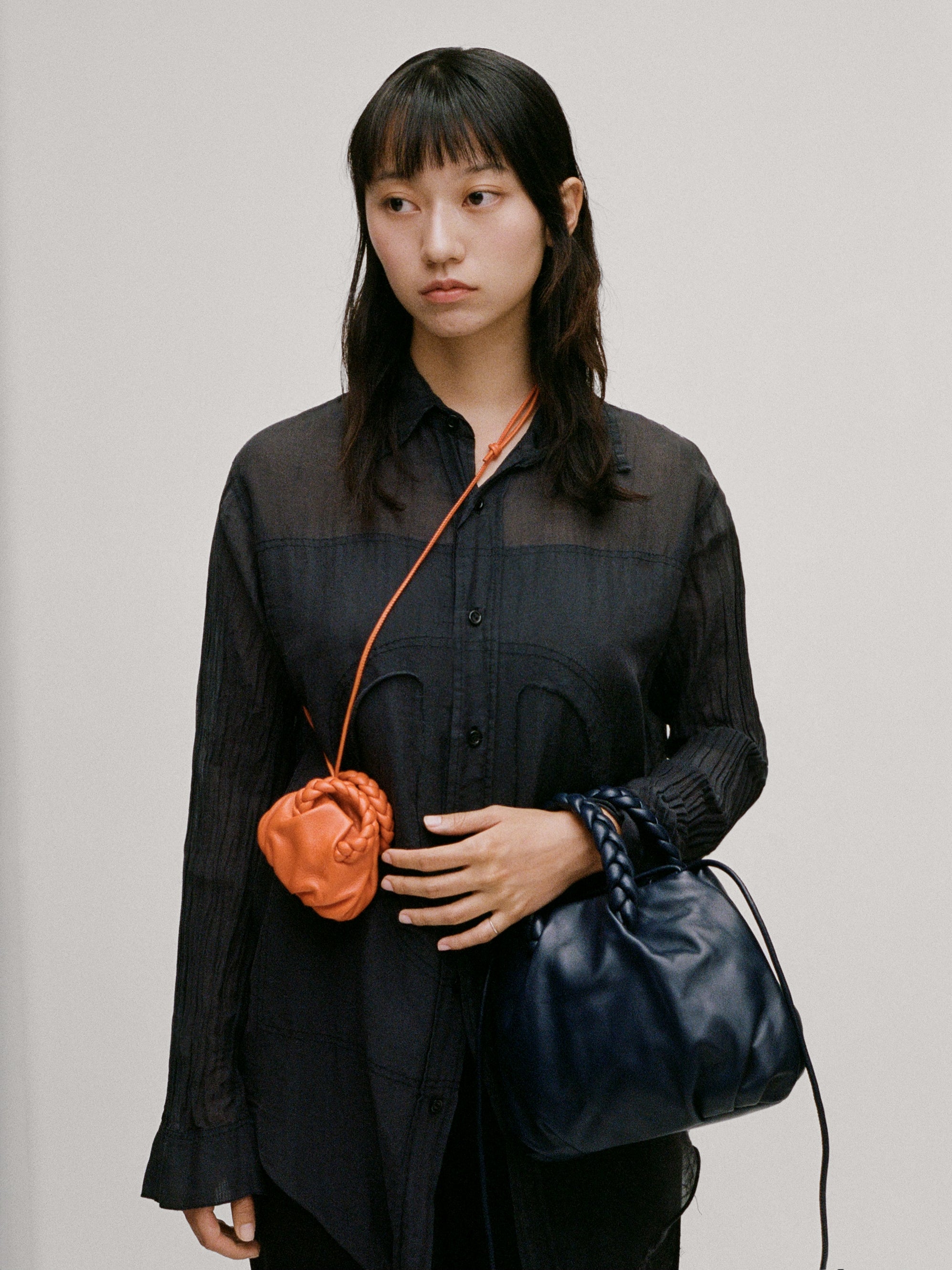 BOMBON MINI PURSE - Plaited-Handle Leather Keychain Purse