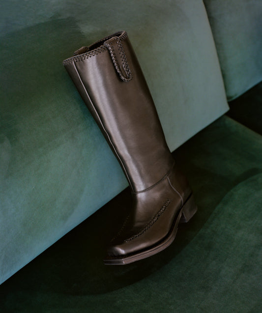 GALILEA - Square-Toe Braided Detail Boot