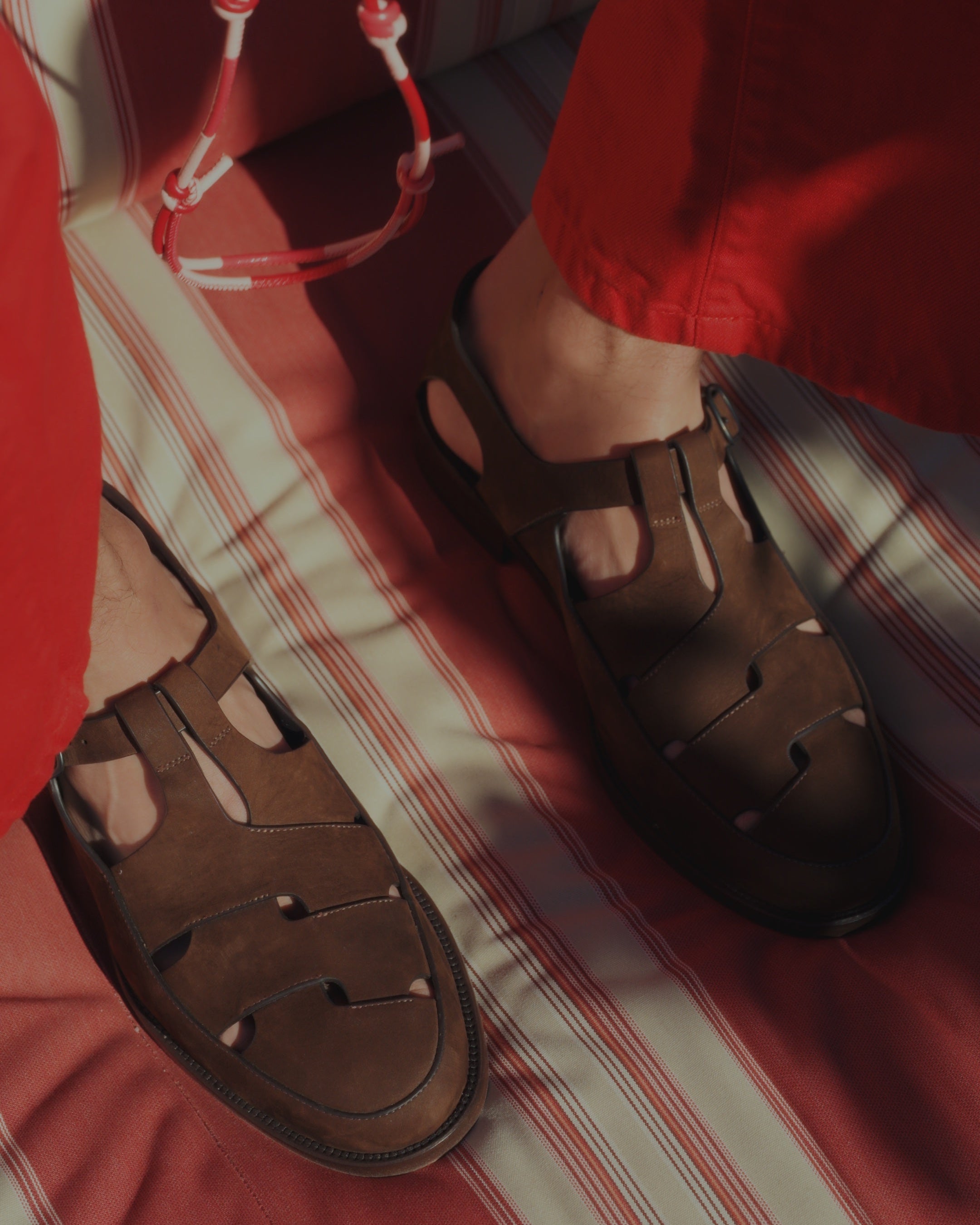 BESSO NUBUCK - Men's Woven T-bar Sandal