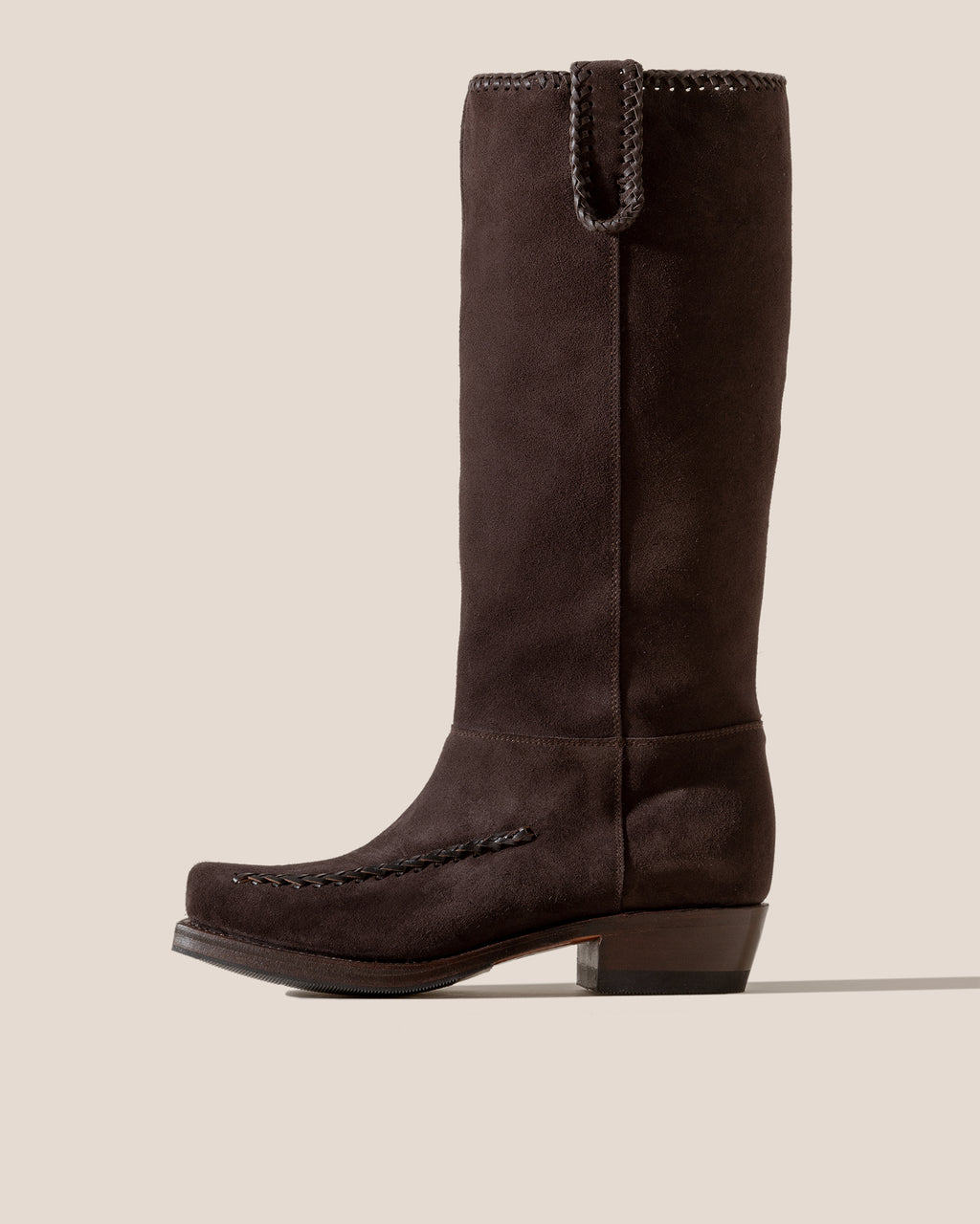 GALILEA SUEDE - Square-Toe Braided Detail Boot