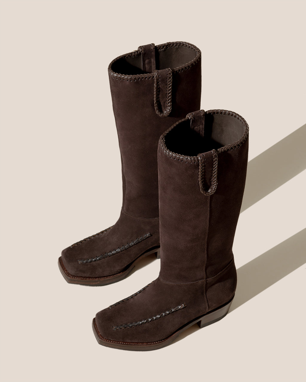 GALILEA SUEDE - Square-Toe Braided Detail Boot