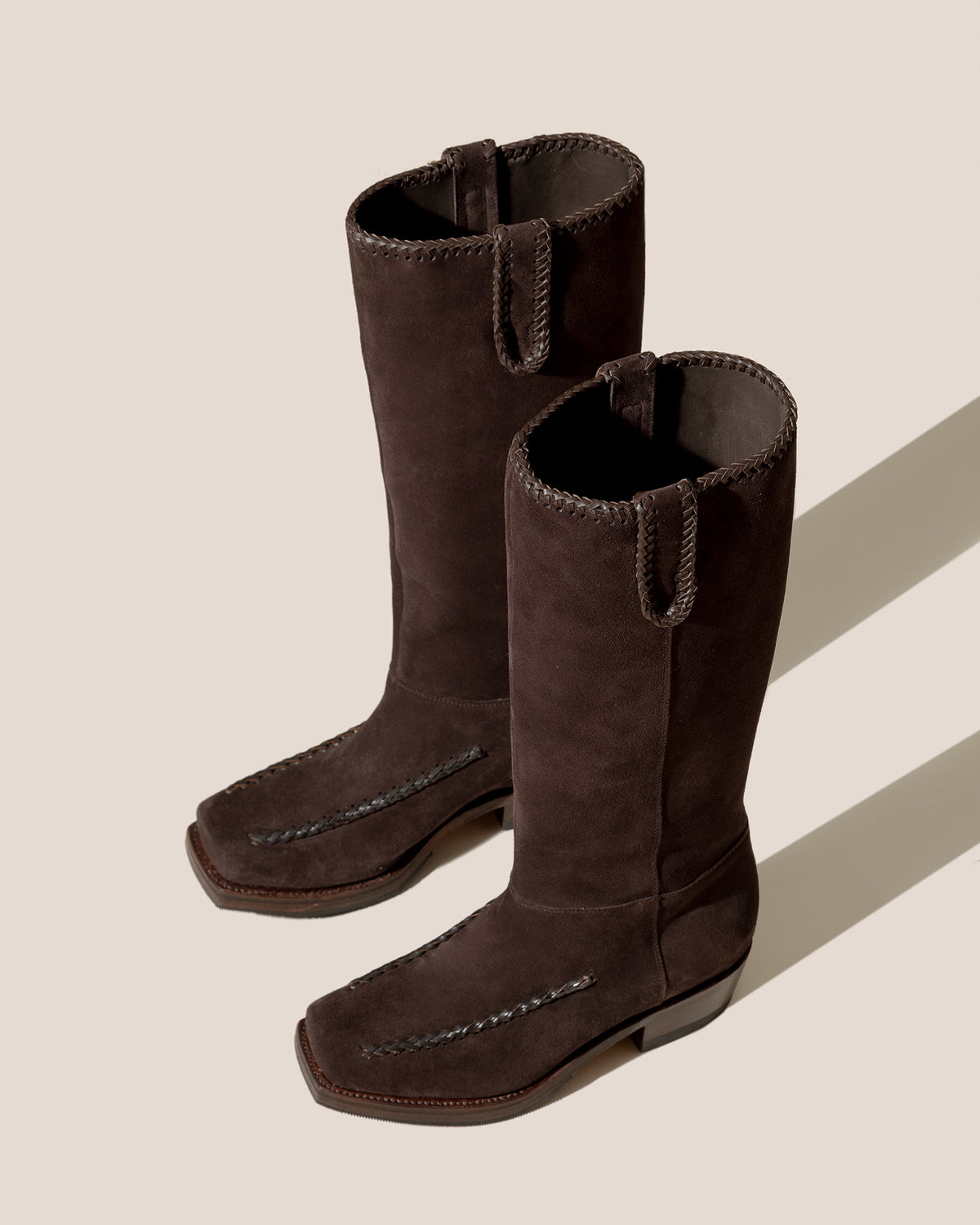 GALILEA SUEDE - Square-Toe Braided Detail Boot