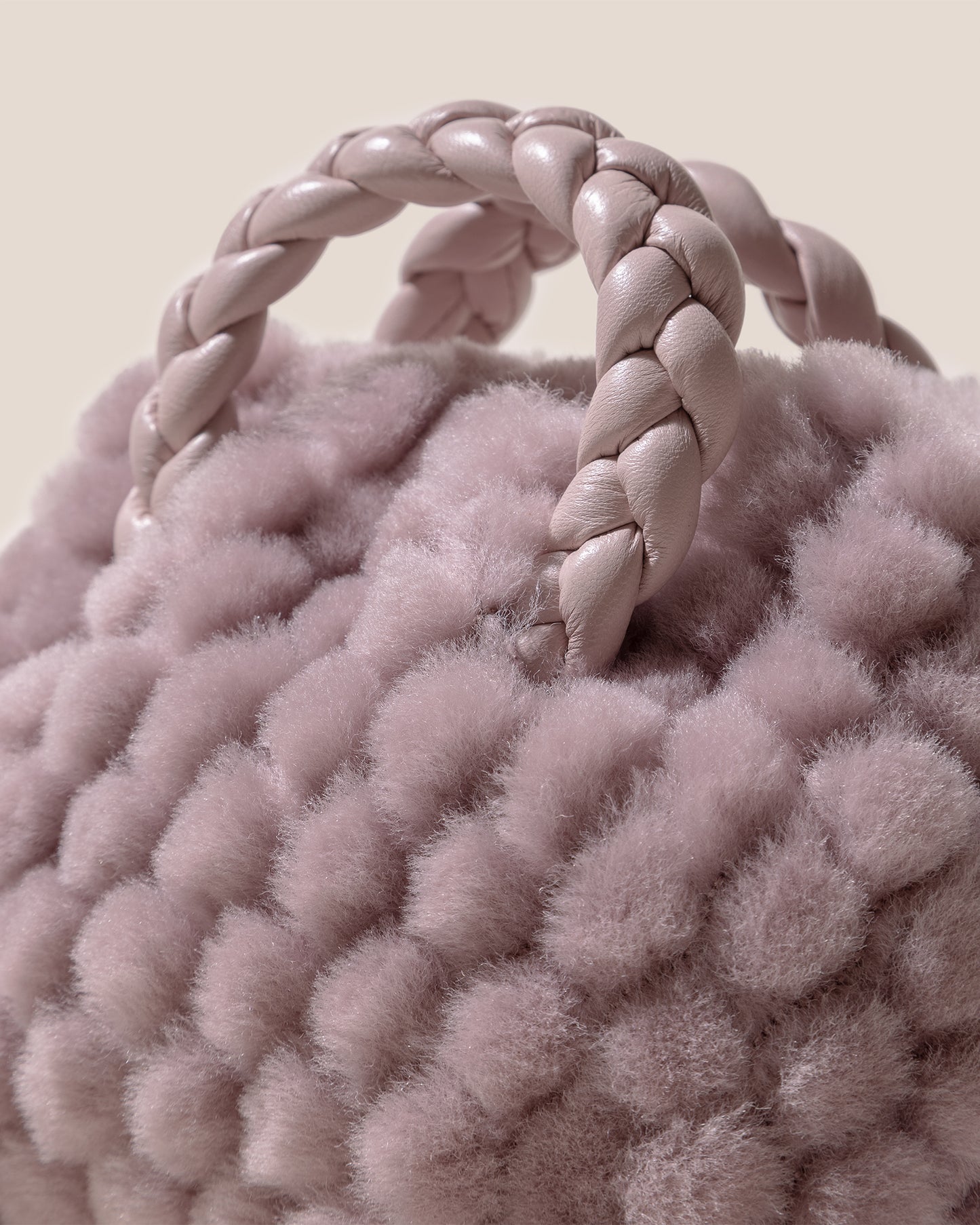 BOMBON QUILTED SHEARLING - Plaited-handle Leather Handbag