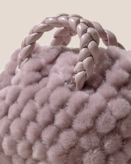 BOMBON QUILTED SHEARLING - Plaited-handle Leather Handbag