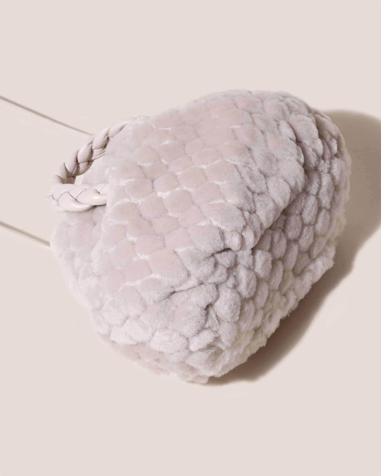 BOMBON QUILTED SHEARLING - Plaited-handle Shearling Handbag