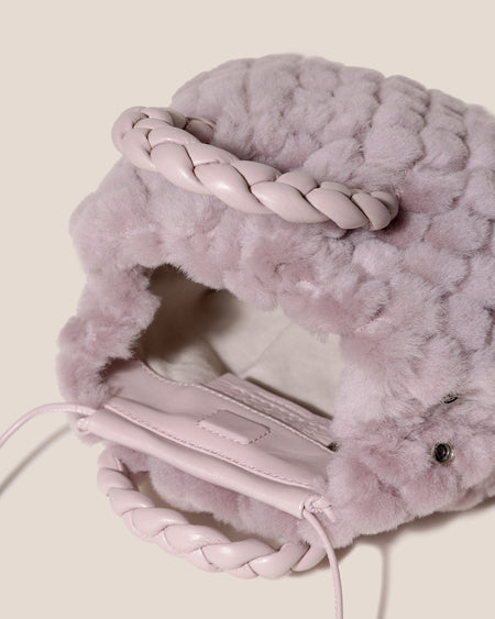 BOMBON QUILTED SHEARLING - Plaited-handle Leather Handbag
