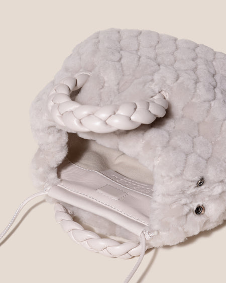 BOMBON QUILTED SHEARLING - Plaited-handle Leather Handbag