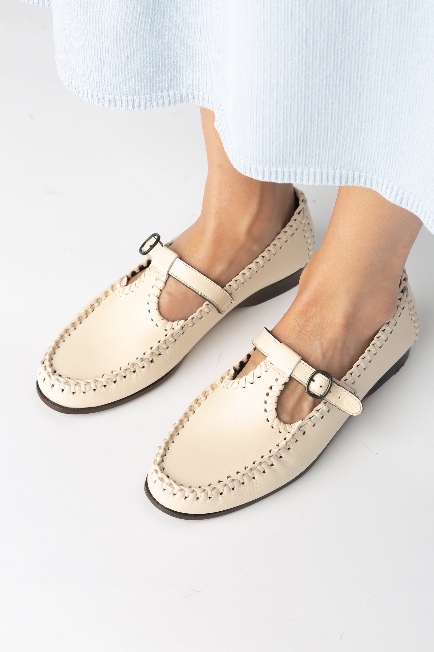ALCOVER - Braided Seams T-bar Loafer