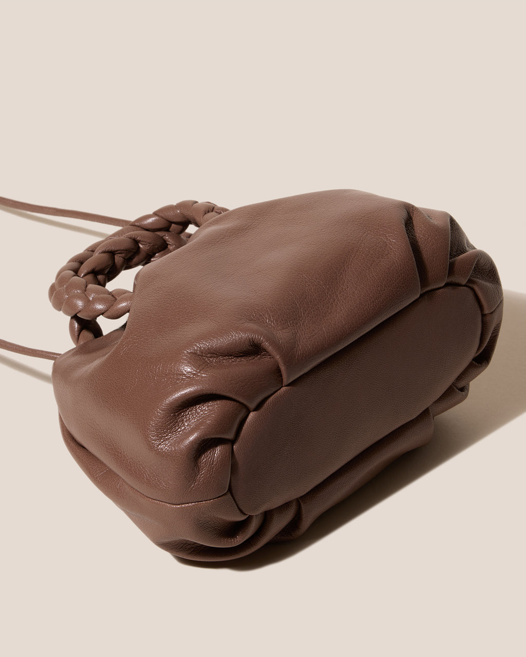 BOMBON M SUPPLE SHINY - Medium Plaited-handle Leather Handbag