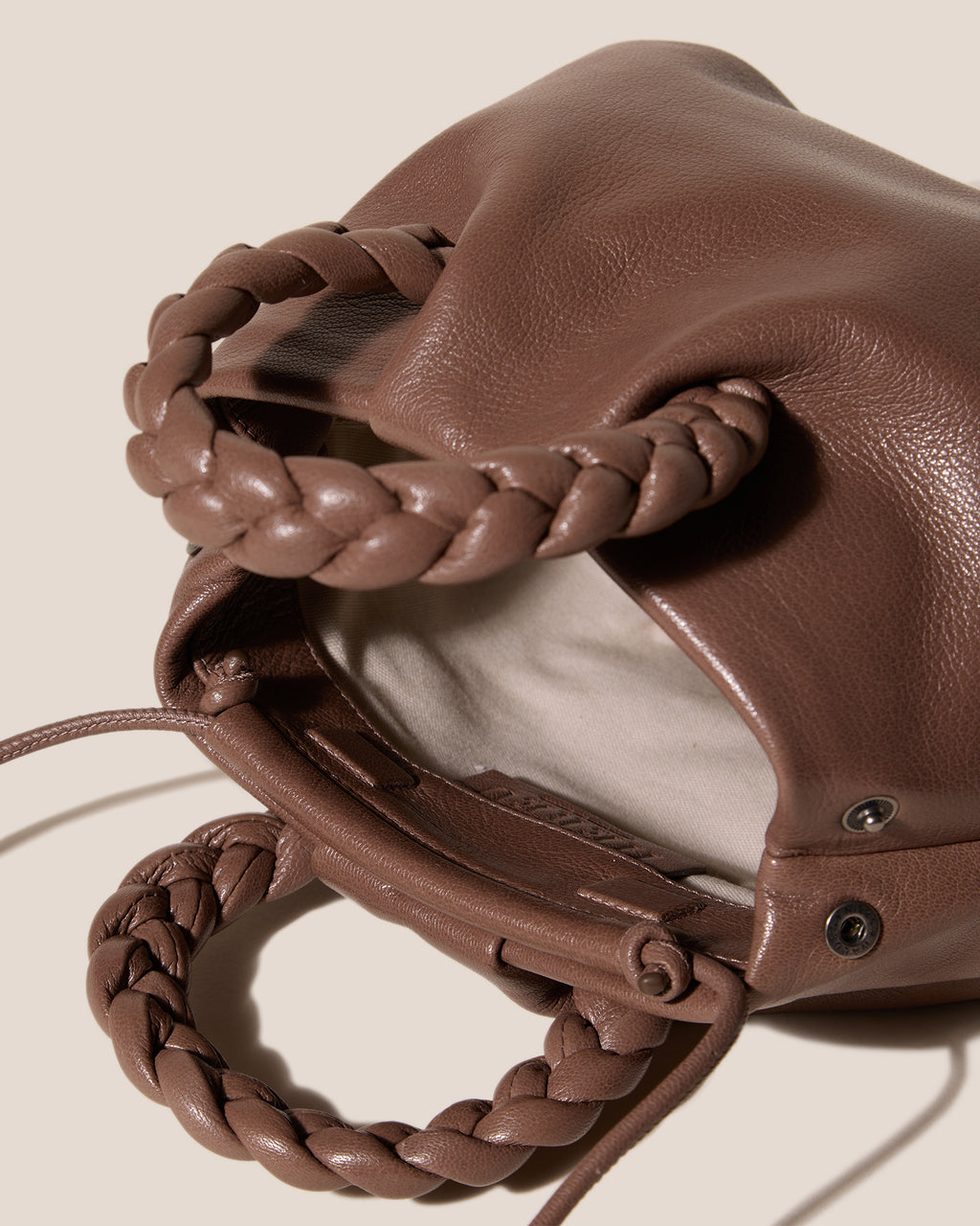BOMBON M SUPPLE SHINY - Medium Plaited-handle Leather Handbag