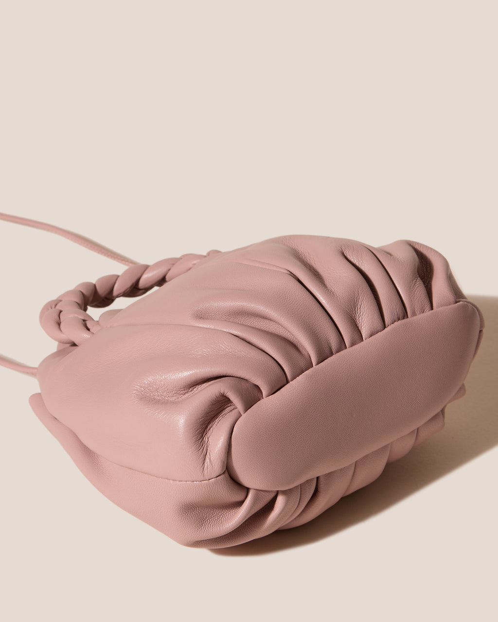 BOMBON BOW - Plaited-handle Leather Handbag