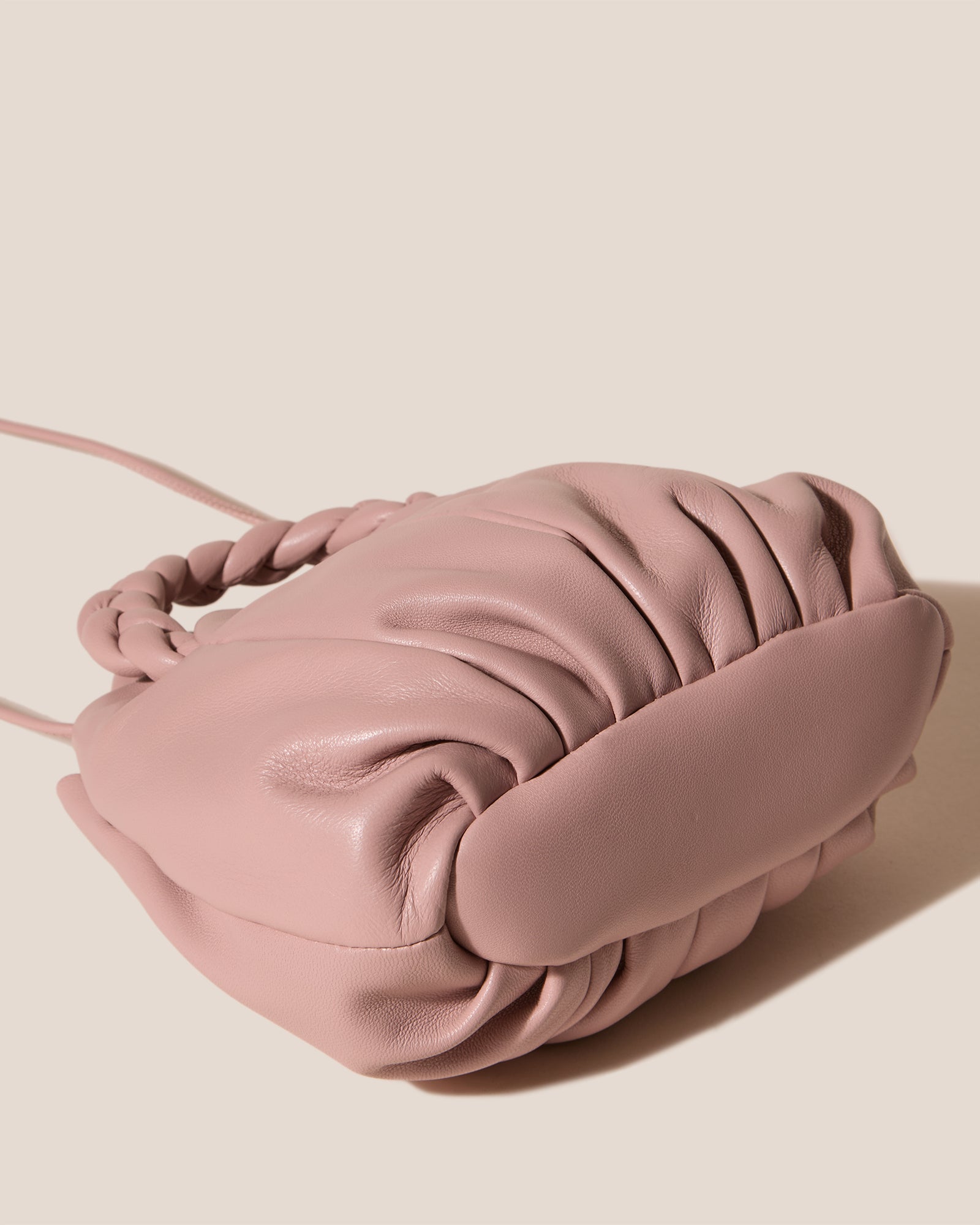 BOMBON BOW - Plaited-handle Leather Handbag