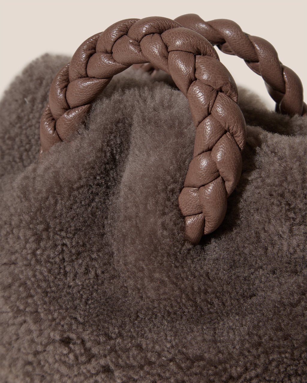 BOMBON SHEARLING - Plaited-handle Shearling Handbag