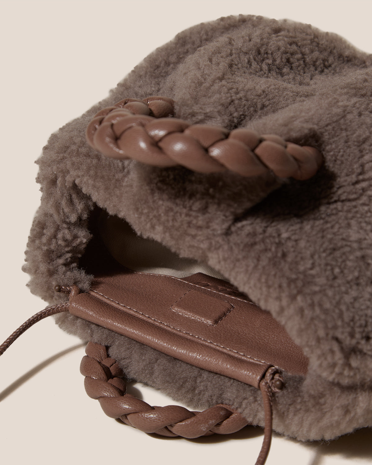 BOMBON SHEARLING - Plaited-handle Shearling Handbag