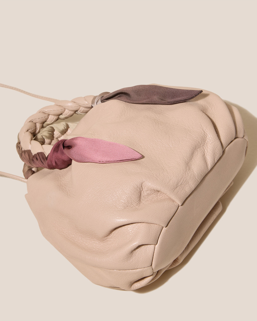 BOMBON FOULARD - Plaited-handle Leather Handbag