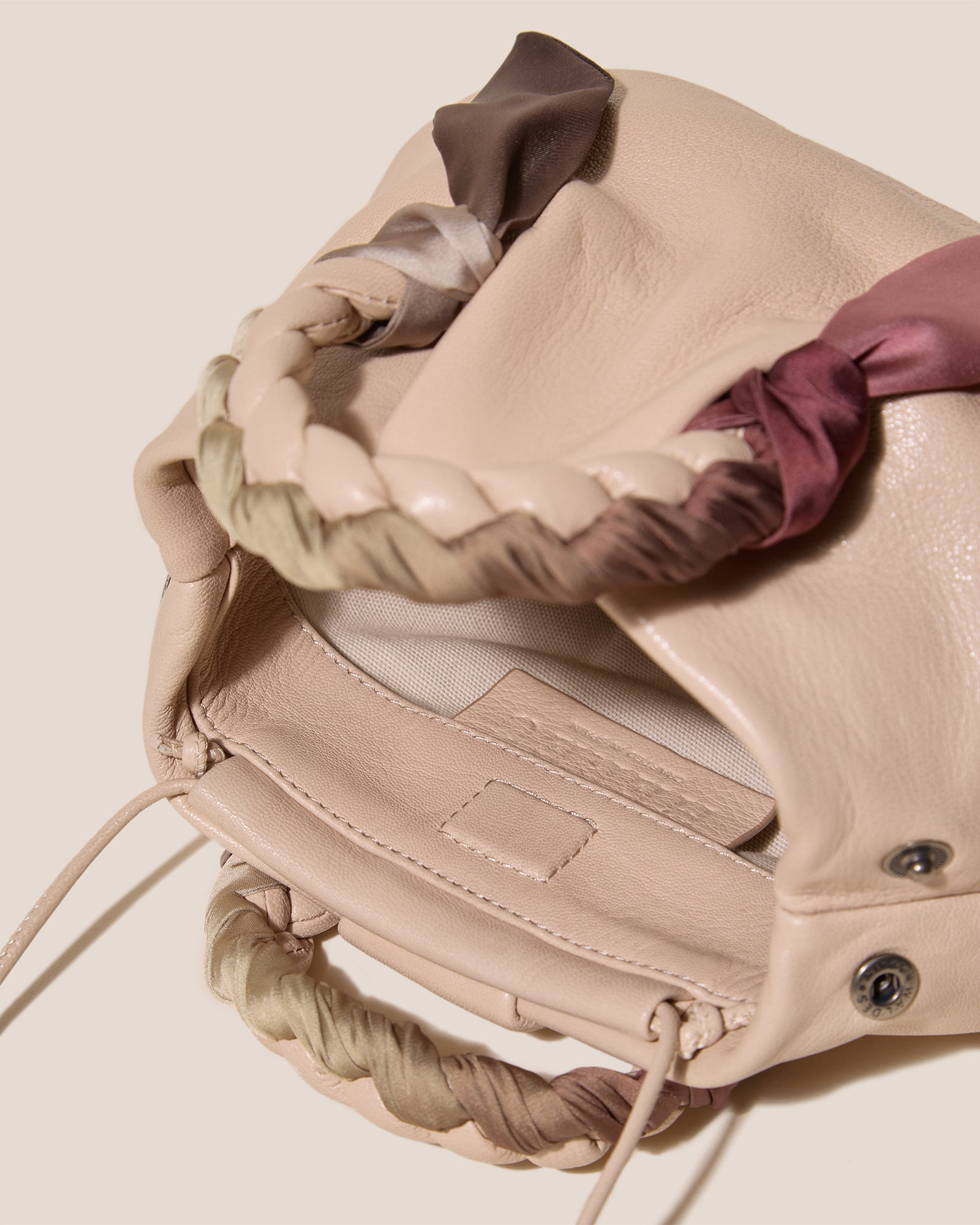 BOMBON FOULARD - Plaited-handle Leather Handbag