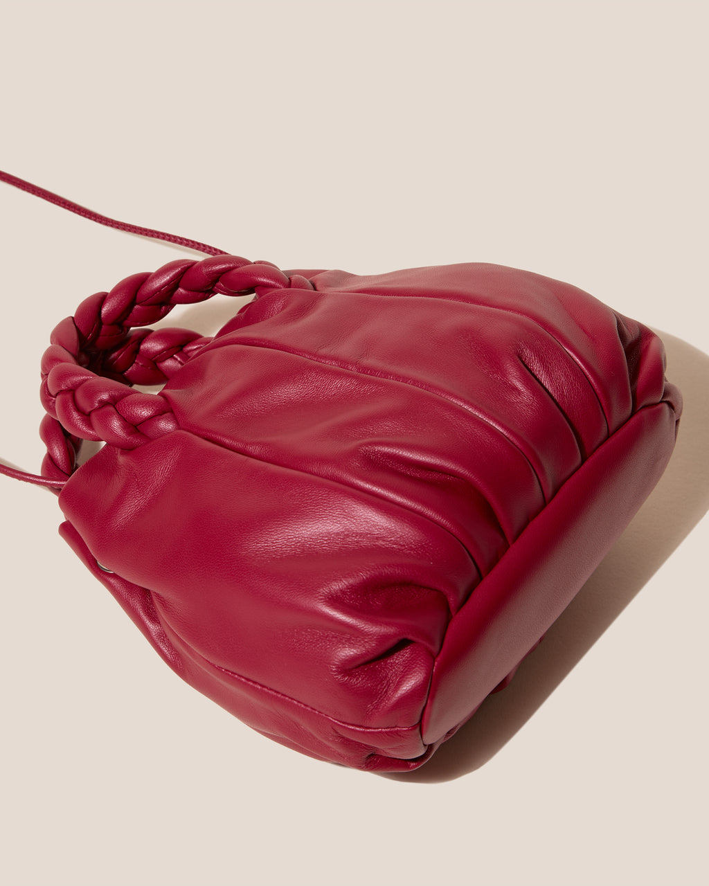 BOMBON BOW - Plaited-handle Leather Handbag