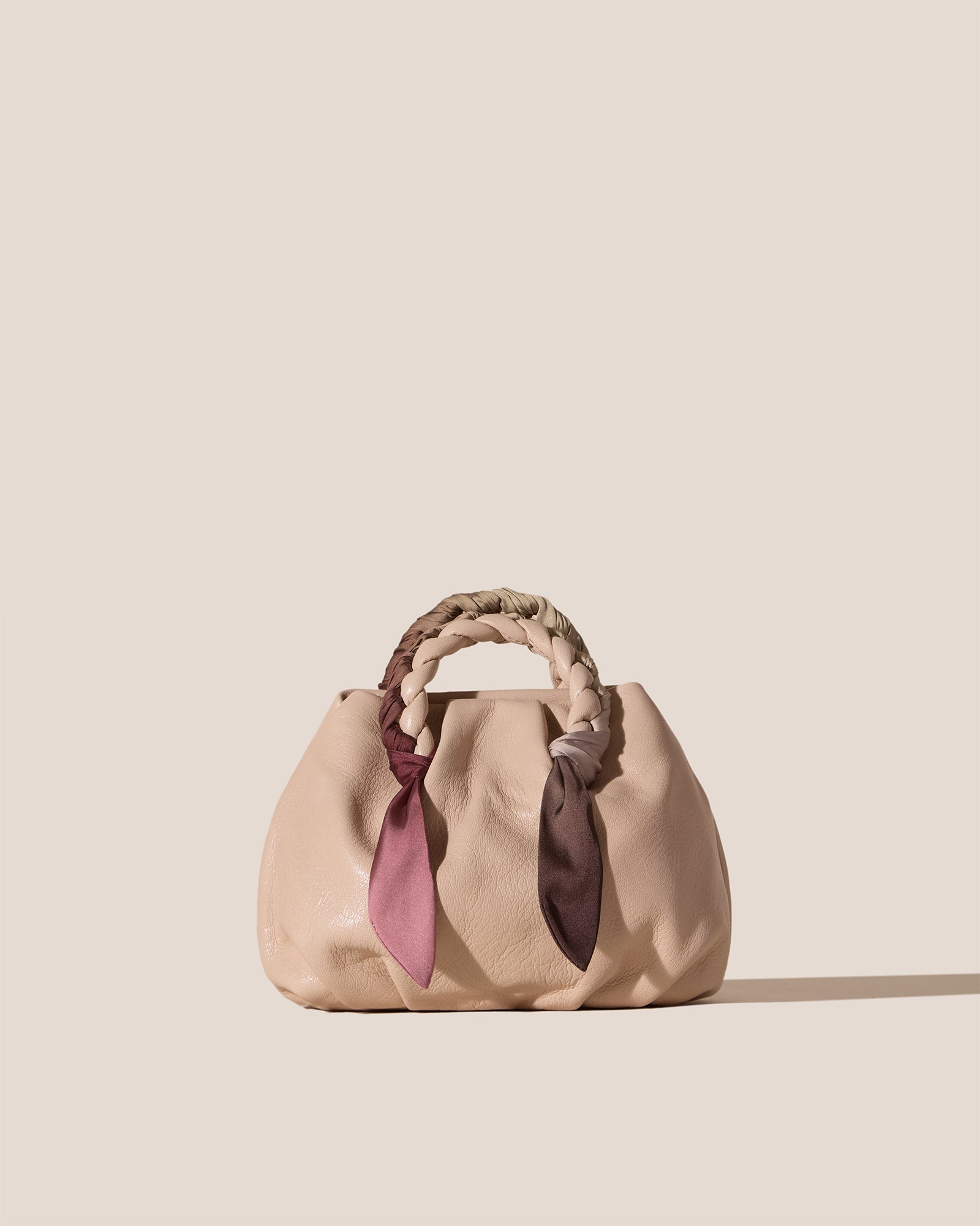 BOMBON FOULARD - Plaited-handle Leather Handbag