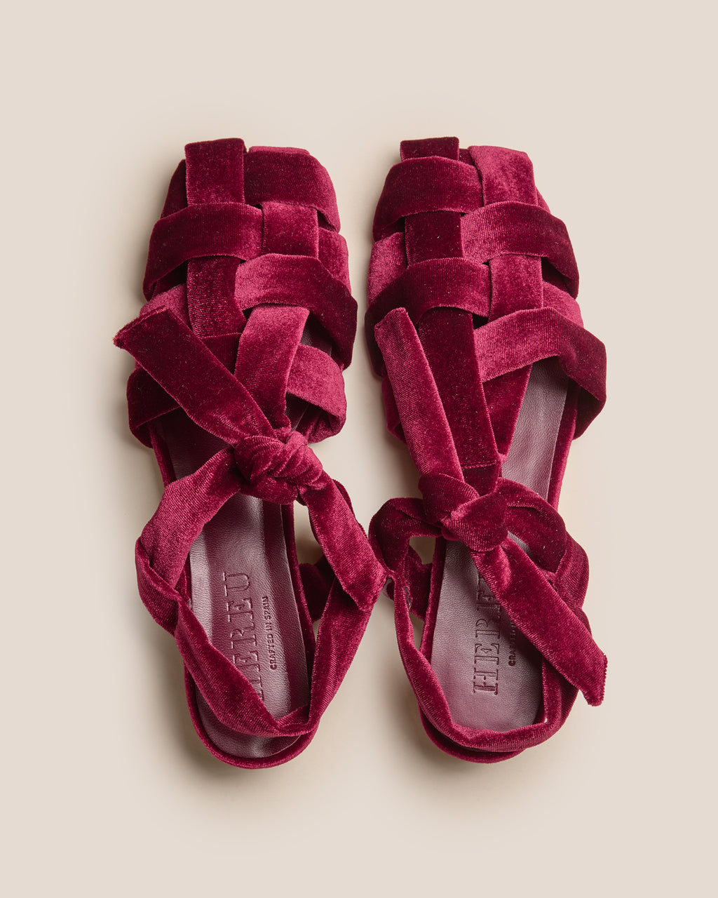 BENA MID VELVET - Interwoven Knotted T-Bar Heeled Sandal